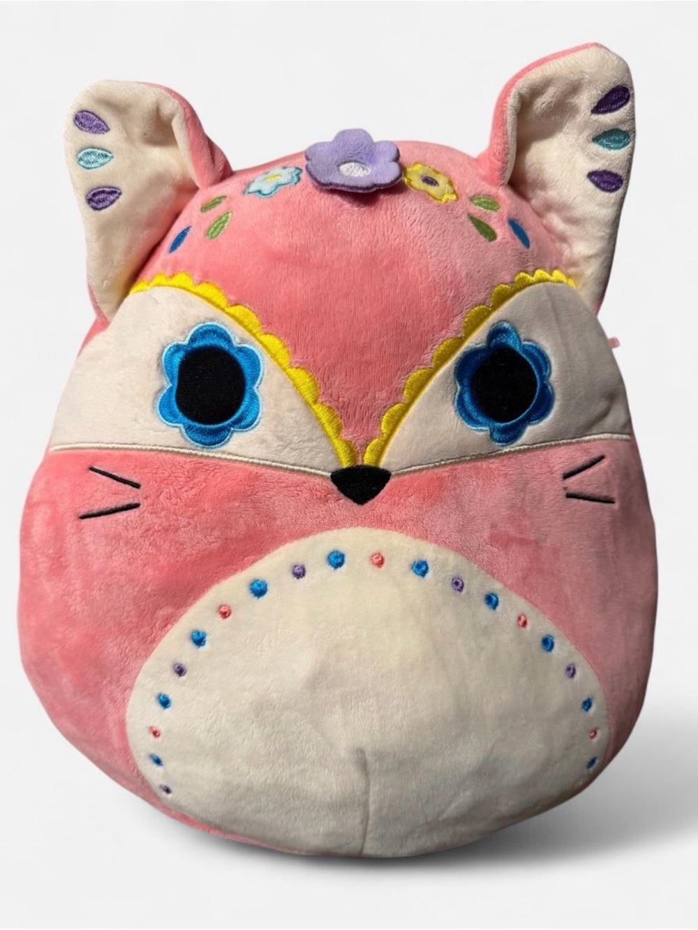 Squishmallows Pink Floral Sugar Skull Fox Plush with Blue Eye Accents